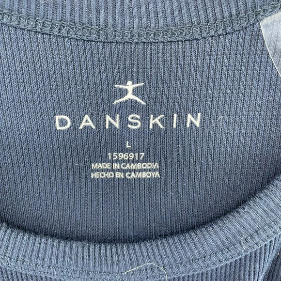 Danskin Tank Top Womens Sz L Blue Scoop Neck Wide Strap Stretch Ribbed - Picture 9 of 11